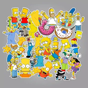 

50pcs Cartoon Simpsons Waterproof PVC Children DIY Stickers Skateboard Guitar Suitcase Graffiti Sticker Kids Classic Toy