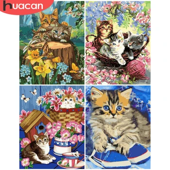 

HUACAN DIY Pictures By Number Flower Cat Drawing On Canvas HandPainted Art Gift Painting By Number Animal Kits Home Decor