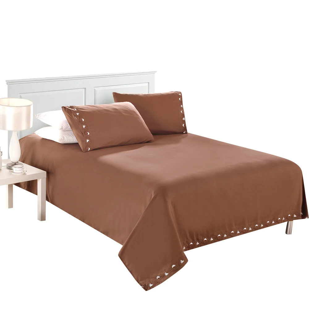 

Hot Comfortable Pure Color with Special Decoration Lotus Embroidery Full Set Facial & Skincare 100% Polyester Home Bedding