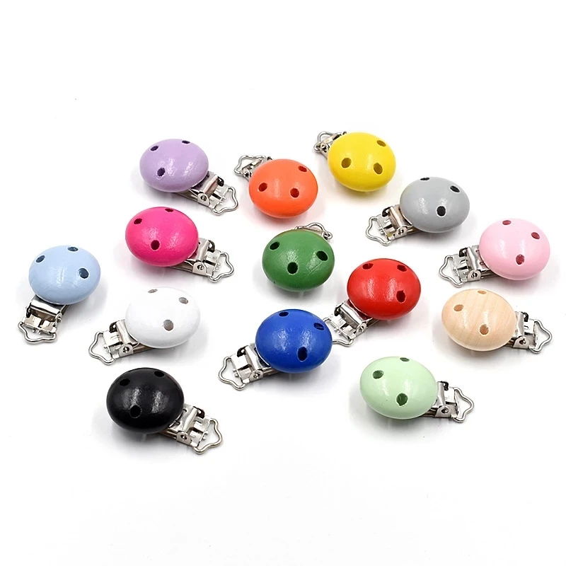 Baby Teether Clip Pacifier Chain Wood Blanks Pacifier Baby Teething Bracelet Bead Clip Diy Wooden Clips Accessories 10PCs wooden craft clips baby pacifier clips