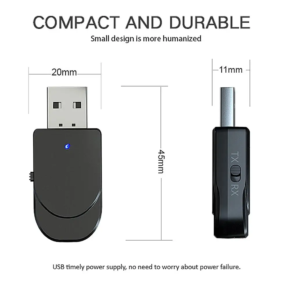 Аудио Bluetooth 5,0 адаптер передатчик приемник 2 в 1 Мини USB Домашний автомобильный стерео звук адаптер для ПК ТВ Bluetooth адаптер