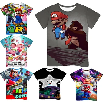

Super mario kids T-shirt 3D Harajuku Game Cool T-shirt Summer Clothing Fashion Short Sleeve Tops boys girls round neck T shirt
