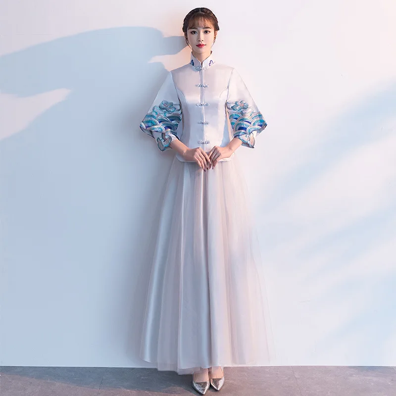 

Chinese bridesmaid dress 2020 new long section girlfriends dress sister dress bridesmaid dress female performance stage chorus