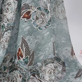 

Soft Light Blue Bronzing Printed Chiffon Tulle Fabric for Dress Shirts, by the Meter