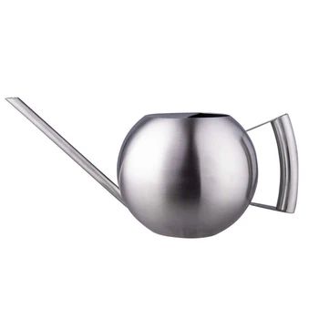 

1000mL Stainless Steel Watering Can Long Mouth Round Sprinkling Pot for Home Garden Plant Watering Pots
