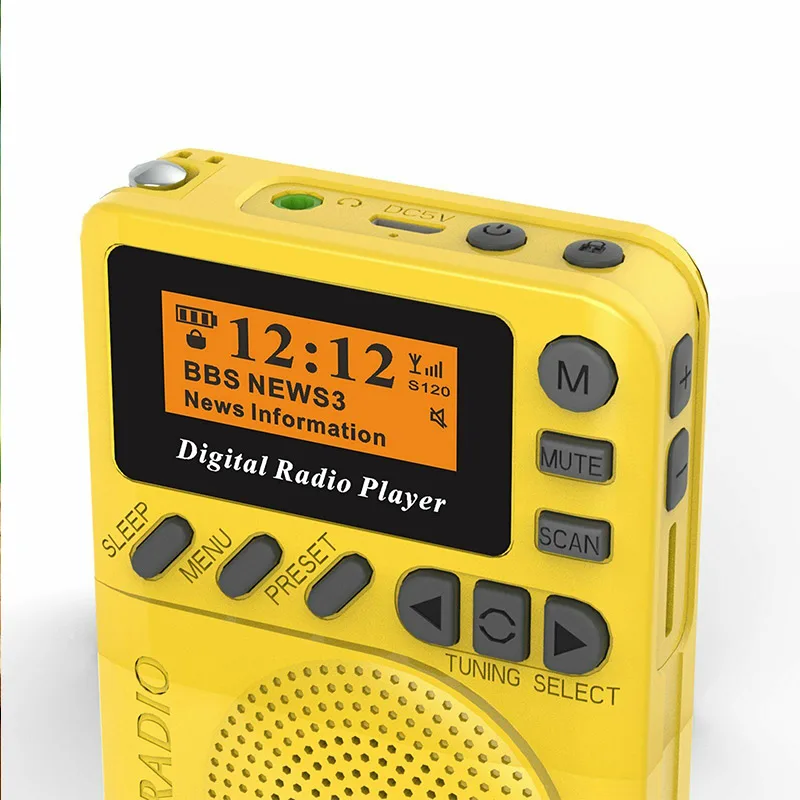 Портативное карманное DAB цифровое радио с функцией MP3-плеера Встроенная перезаряжаемая батарея для пеших прогулок DU55