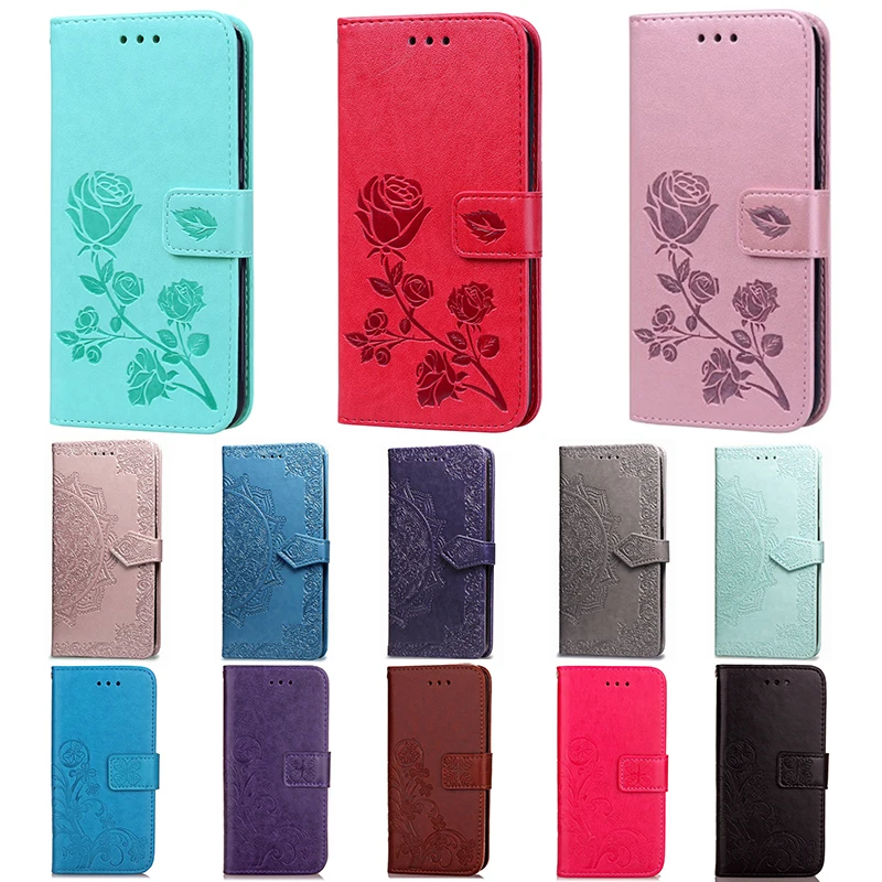 3D Rose Leather Printed Flower Case for Samsung Galaxy A10 A0S A10E A20E A20S A30 A40 A50 A51 A505 Flip Wallet Cover with Strap | Мобильные