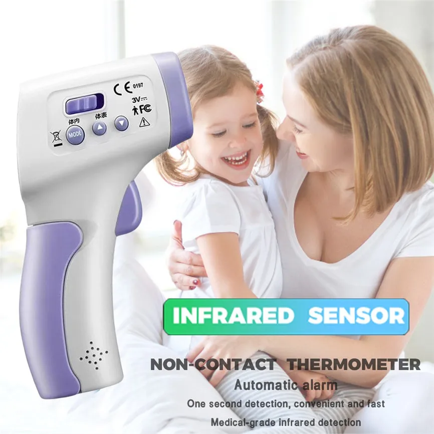 

2 x AAA Not Include Non-Contact Thermometer Forehead Thermometer Digital Infrared Body Temporal Thermometer Essential Tools