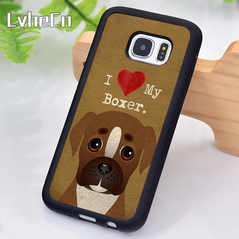 LvheCn I Love My Dog Yorkie Papillon boxer Phone Case For Samsung Galaxy S9 S8 S10 Plus Lite S6 S7 Edge S5 Note 5 8 9 10 Coque |
