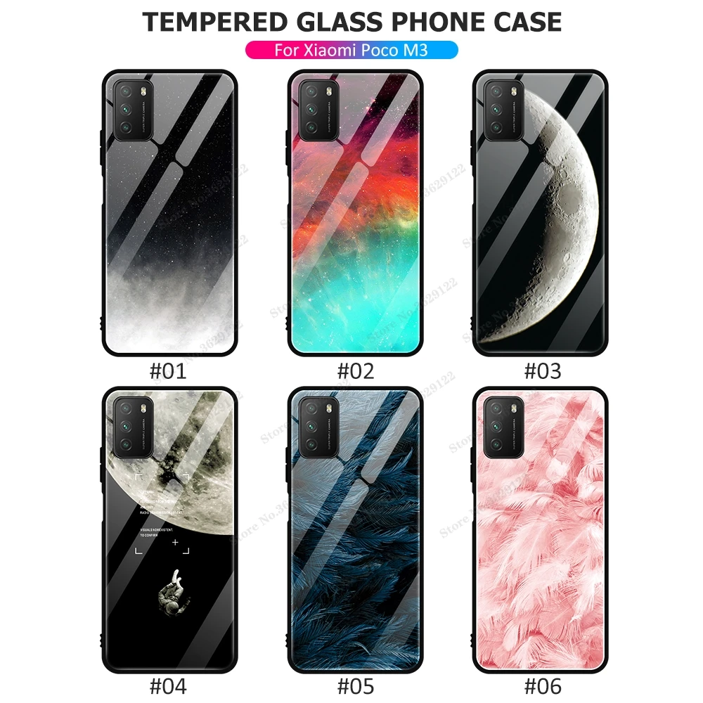 Case For POCO M3 Case Gradient Color Tempered Glass Cover For Xiaomi POCO M3 POKO M3 Pocophone M3 Shockproof Coques