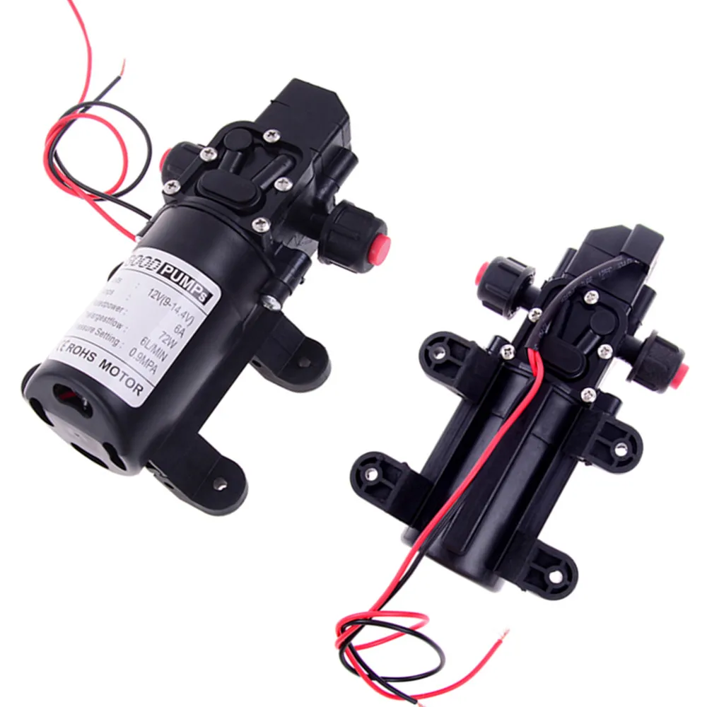 Hot DC 12V 70W 130PSI Diaphragm Water Pump Small Safe High Pressure Self Priming Pump 6L/Min 165*100*62mm