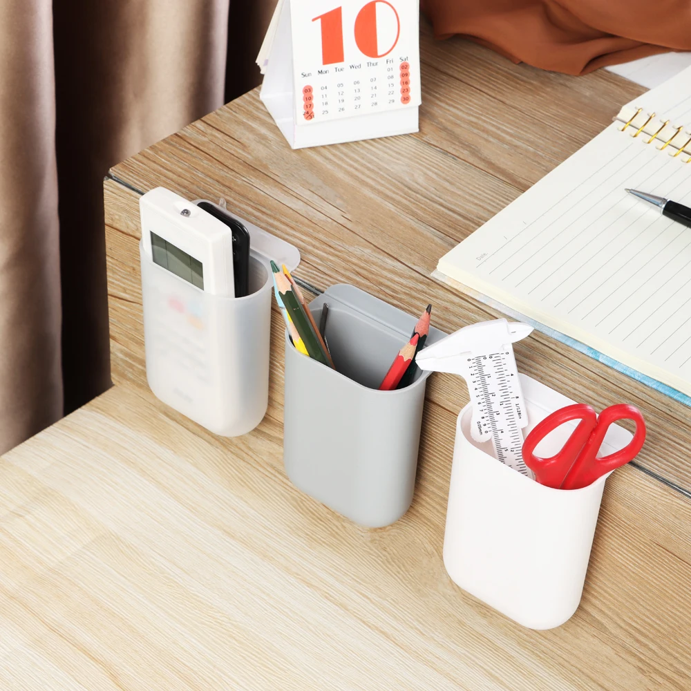 Creative Storage Box Self-Adhesive Hanging Pen Holders Desktop Organizer Pencil Case Home Office School Computer Desk Finishing
