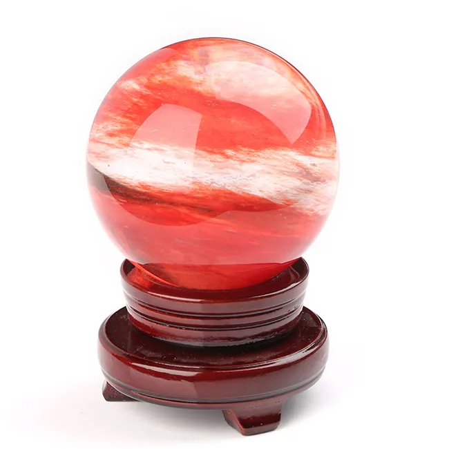 esfera cura bolas de cristal vermelho para meditação