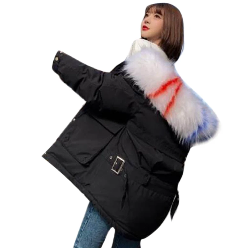 Утепленная зимняя парка средней длины с капюшоном, женское пуховое пальто, верхняя одежда размера плюс, Женская куртка с хлопковой подкладкой - Цвет: B
