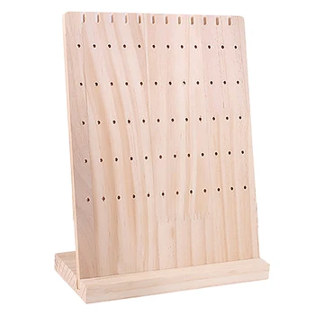 

Detachable Wood Jewelry Display Hanging Stand Holder Rack for Stud Earrings Dangle Earrings Stand 60 Holes Solid Bamboo Wood