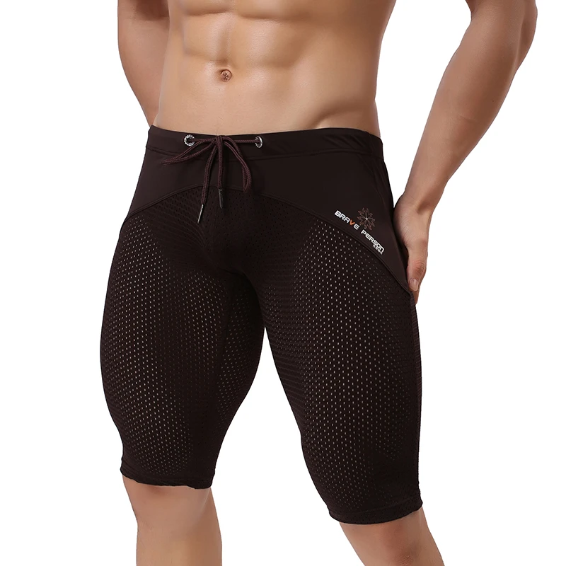Swimming Shorts Boxers-Board Mesh Sexy Long Multifunction Mens