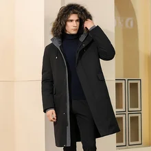 Зимний мужской пуховик длинный участок свободный утолщение с капюшоном дизайн европейский и американский стиль Мужская куртка YGDB 9631