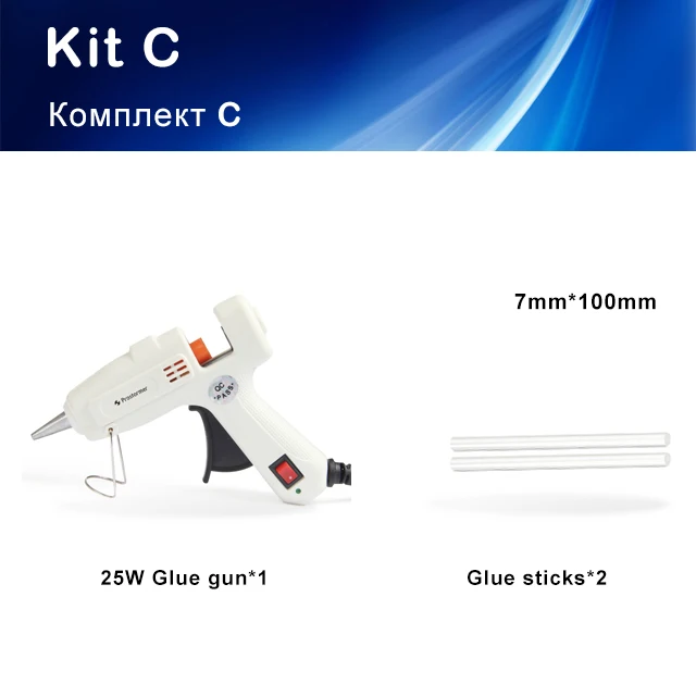 C25W KIT PROSTORMER горячего расплава клея пушка с разнообразием 7 мм или 11 мм Клей-карандаш для горячей плавки мини электрический нагревательный инструмент пистолет плавления пистолет - Цвет: C25W KIT