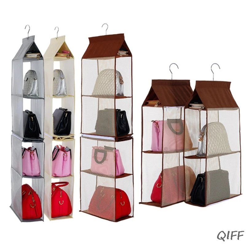 Detachable 4 Pockets Hanging Purse Handbag Tote Bag Storage Organizer Wardrobe
