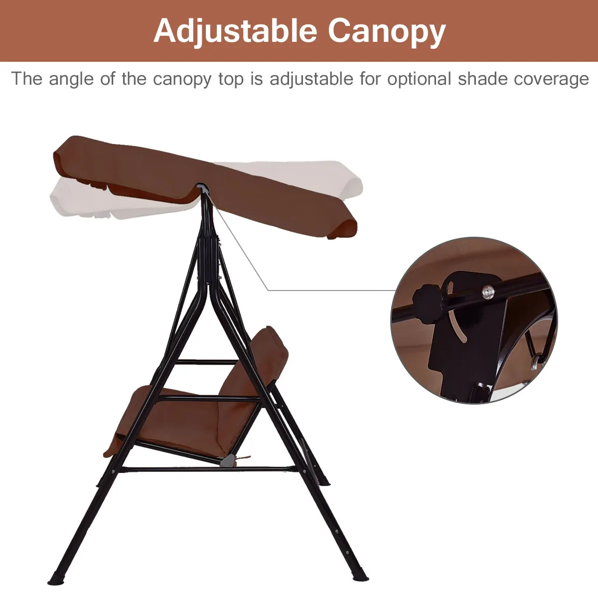 Costway Loveseat патио качели с тентом Glider гамак мягкая стальная рама открытый кофе