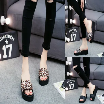 

Summer new flip flops beach slippers sandals ladies non-slip high-heeled platform women's sandals