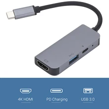 USB 3,0 Тип-C концентратор usb 3-в-1 док-станция зарядное устройство с USB 3,0 4K HDMI Порты и разъёмы с Pd зарядный кабель для MacBook для ноутбука