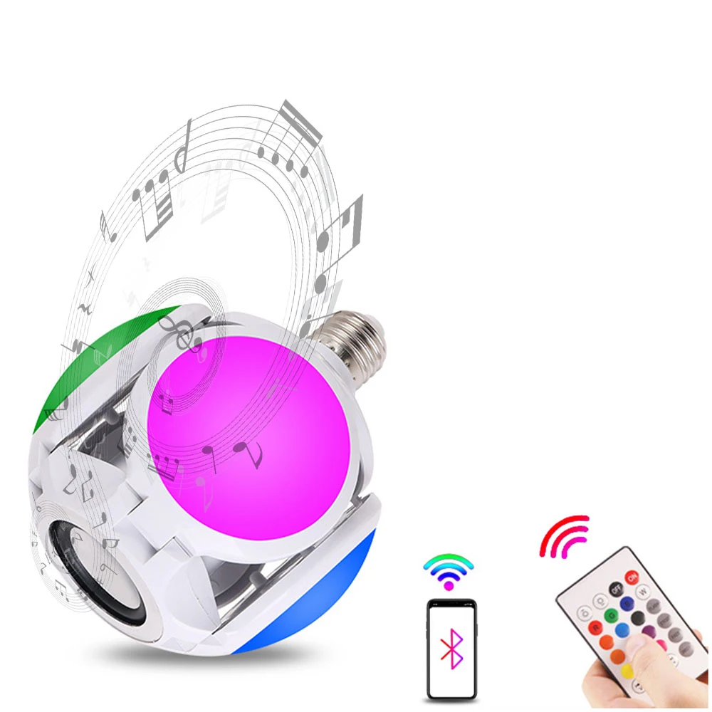 Светодиодная лампа умная с Bluetooth-динамиком Цоколь E27 RGB цветная музыкальная
