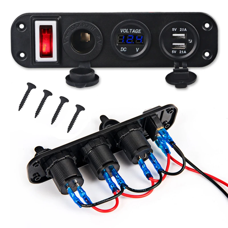 Автомобильная Морская Лодка переключатель панель 5 в 4.2A Dual USB зарядное устройство прикуриватель 12 В светодиодный вольтметр ВКЛ-ВЫКЛ тумблер панель 1 шт