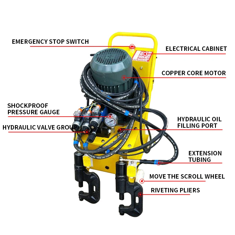 Electric hydraulic duct rivet machine flange angle iron sheet ventilation rivet pliers double-headed electric riveting pliers
