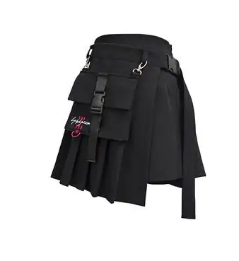 black skirt Женские юбки в консервативном стиле, весна-лето, женские юбки с высокой талией, на шнуровке, с большим подолом, мини-юбки для девочек, трапециевидная юбка, AIYANGA - Цвет: black skirt