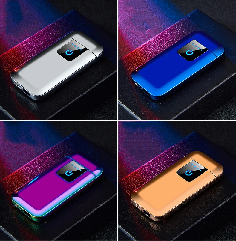 Плазменная USB Зажигалка сенсорный переключатель сигарет Зажигалка для курения Электронная зажигалка Супер тонкая Зажигалка гаджеты для мужчин