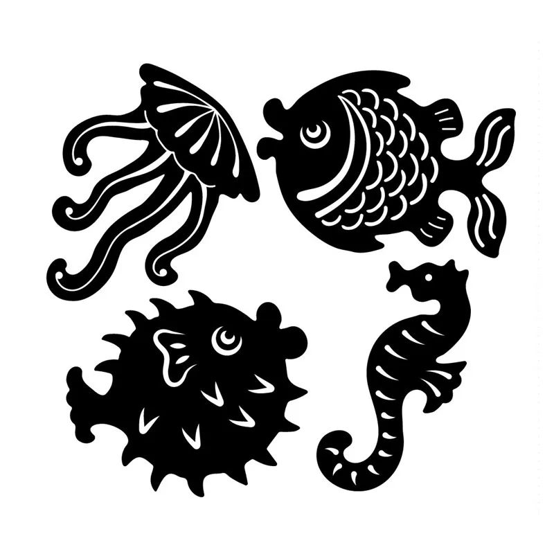 DiyArts рыбки плашки морские животные металлические Вырубные штампы новые для изготовления открыток Скрапбукинг штампы тиснение трафарет