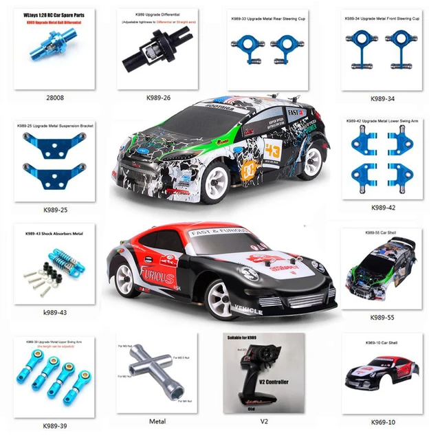 Wltoys K989 K969 1:28 RC Car Spare Upgrade Metal Parts Upper/Lower Swing  Arm Remote Control Receiver Shock Absorber Differential - AliExpress