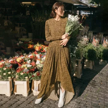 

Women Dress 2019 Autumn and Winter New Leopard Stretch Slim Women's Knit Dress