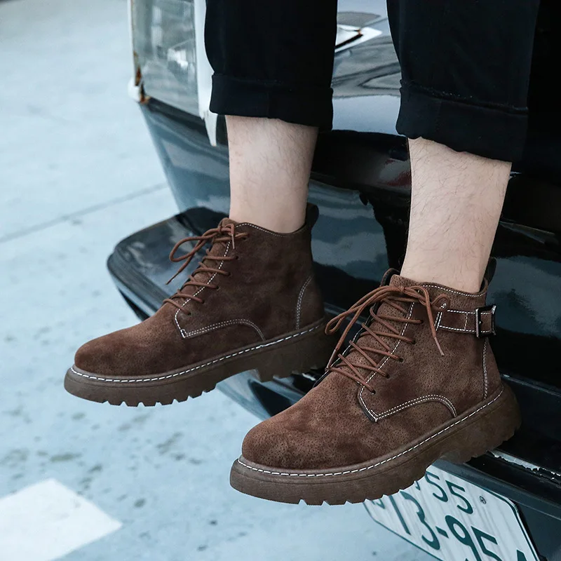 

MEN'S Ankle Boot 2020 Autumn And Winter England Hight-top Men Martin Boots Pig Leather Waterproof Anti-slip Men's Boot