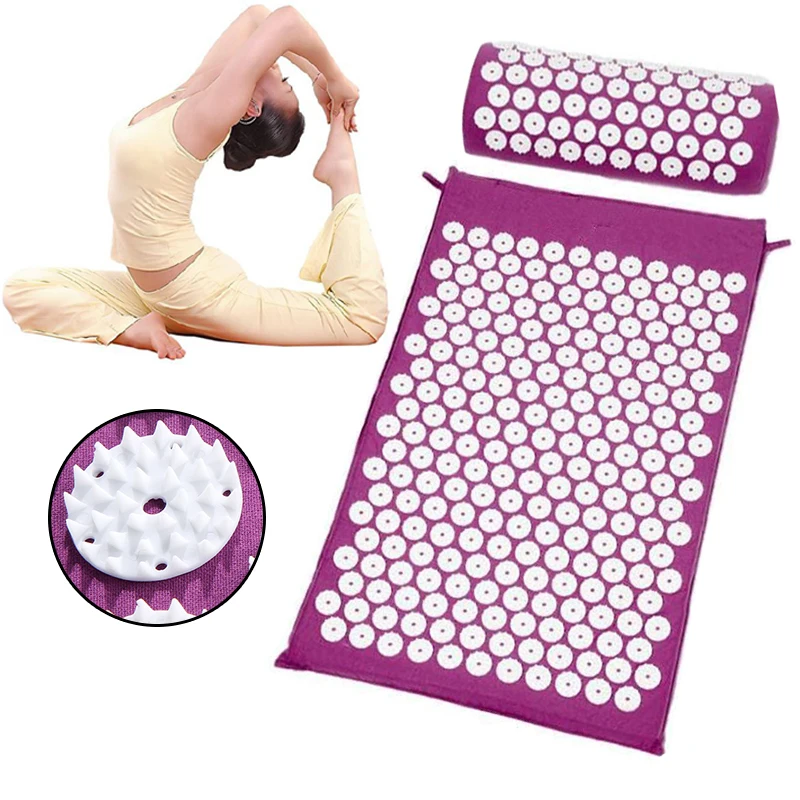 

Acupressure Massager Mat Relieve Stress Back Pain Acupressure Carpet Spike Yoga Mat/Pillow Massage Cushion Relaxation Mat Sets