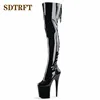 SDTRFT Fetish botas mujer 20cm thin heels Over The Knee Motorcycle Long boots Round Toe Lace Up shoes Woman Party Dance pumps ► Photo 2/6