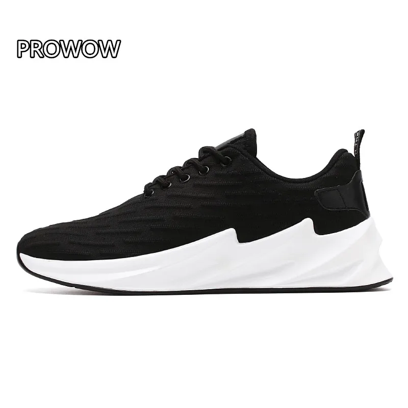 PROWOW/Очень популярная мужская повседневная обувь; удобные мужские кроссовки; спортивная обувь с амортизацией акулы; chaussure homme Zapatillas - Цвет: black white C819
