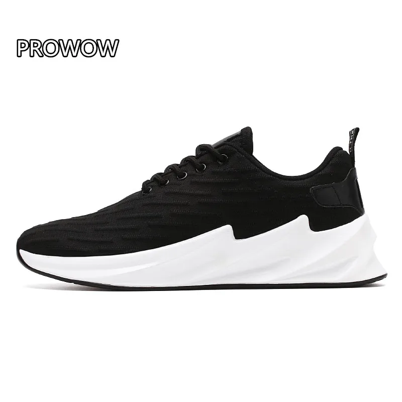 black white C819 PROWOW/Очень популярная мужская повседневная обувь; удобные мужские кроссовки; спортивная обувь с амортизацией акулы; chaussure homme Zapatillas - Цвет: black white C819