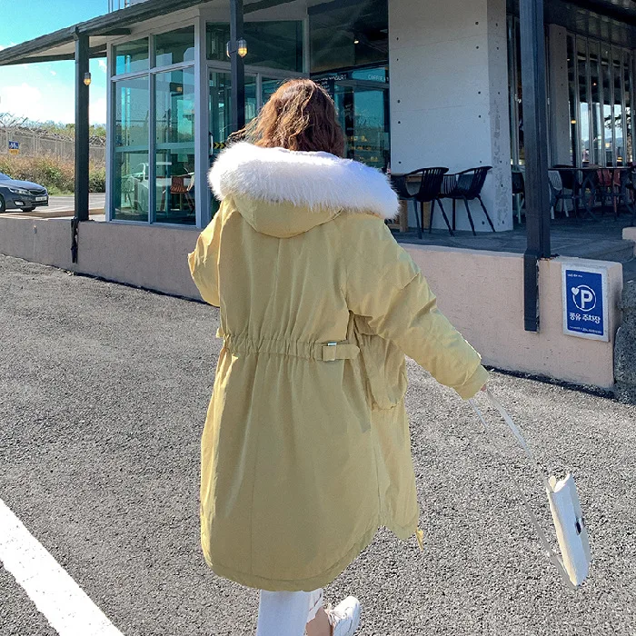 

940 # Brushed And Thick Large Size down Jacket Cotton-padded Clothes Women's Mid-length Loose-Fit down Coat Super Fire Winter Co