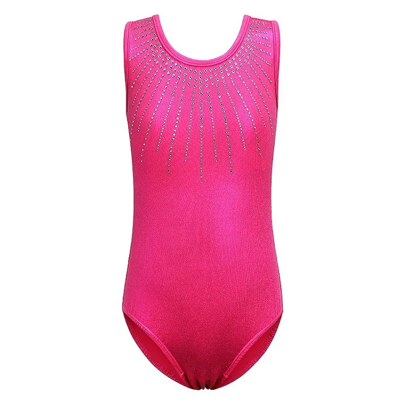 B199 HotPink BAOHULU/гимнастическое трико без рукавов для девочек-подростков; профессиональное балетное платье для От 3 до 12 лет - Цвет: B199 HotPink