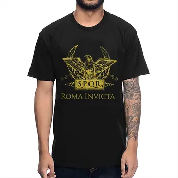 

Classic Roman Republic SPQR Roma Invicta T Shirt O-neck Cotton Retro T-Shirt