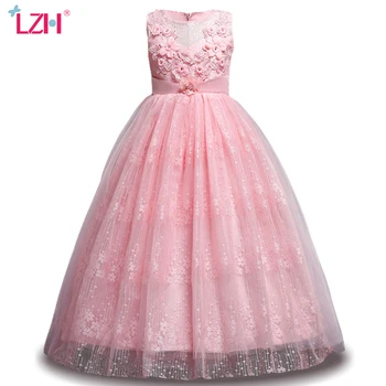 

Kids Elegant Long Gown Party Dresses For Girls Lace Princess Dress Flower Girls Wedding Dress Children For Girls Costumes