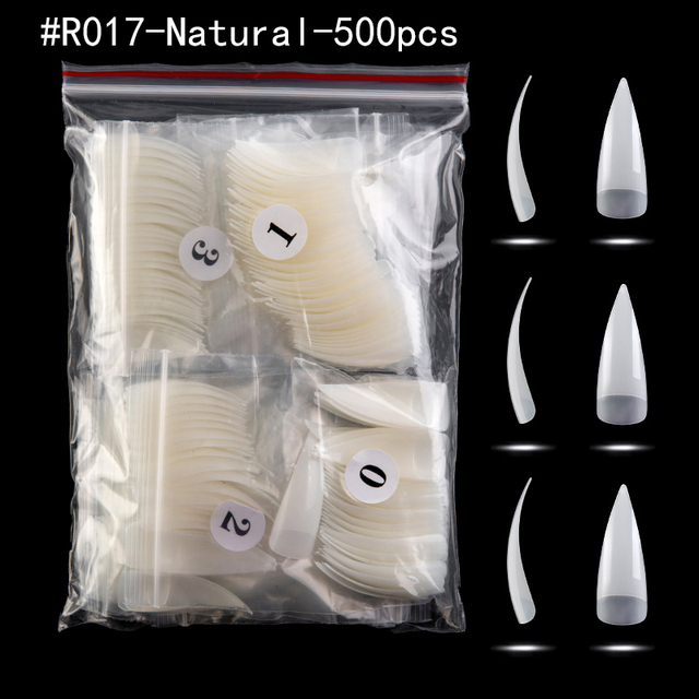 False Nails Stiletto Claw Tips Half Cover Sharp Nails Manicure Acrylic UV Gel Natural Color Long  Fake Nails #0~9size