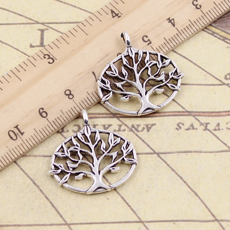 10pcs Charms Life Tree 27x27mm Tibetan Bronze Silver Color Pendants Antique Jewelry Making DIY Handmade Craft Pendant | Украшения и