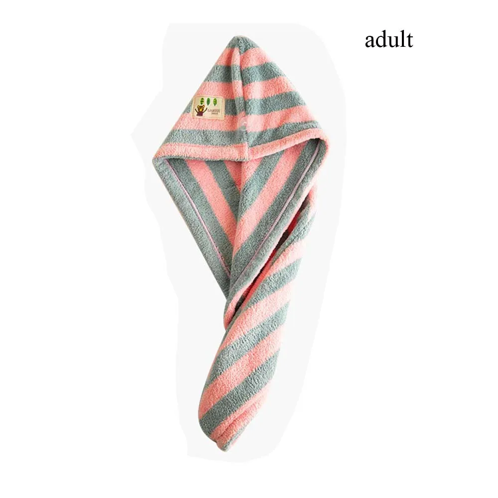 1Pc Bathroom Quick Dry Hair Cap Magic Microfiber Bathing Striped Turban Wrap Towel Hat Cute Long Hair Hair-drying Shower Towel - Цвет: Green