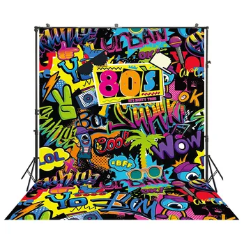 

HUAYI Colorful Graffiti Birthday Party Decoration 80S Photography Backdrops Props Portrait Personalized Prop Banners