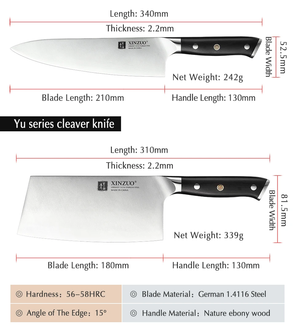 XINZUO 4 шт. набор кухонных ножей из нержавеющей стали высокоуглеродистой нержавеющей стали нож для резки мяса нож сантоку с черной ручкой