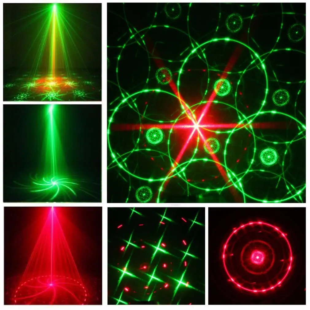 24 Modes Patterns Laser Projector Light LED RG Stage Disco Flash Lamp For New Year Dance Floor Christmas Party Indoor Light Show