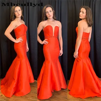 

Mbcullyd Chic Mermaid Prom Dresses Long 2020 Beaded Backless rochii Dress Evening Gowns For Women Formal Satin robe de soiree
